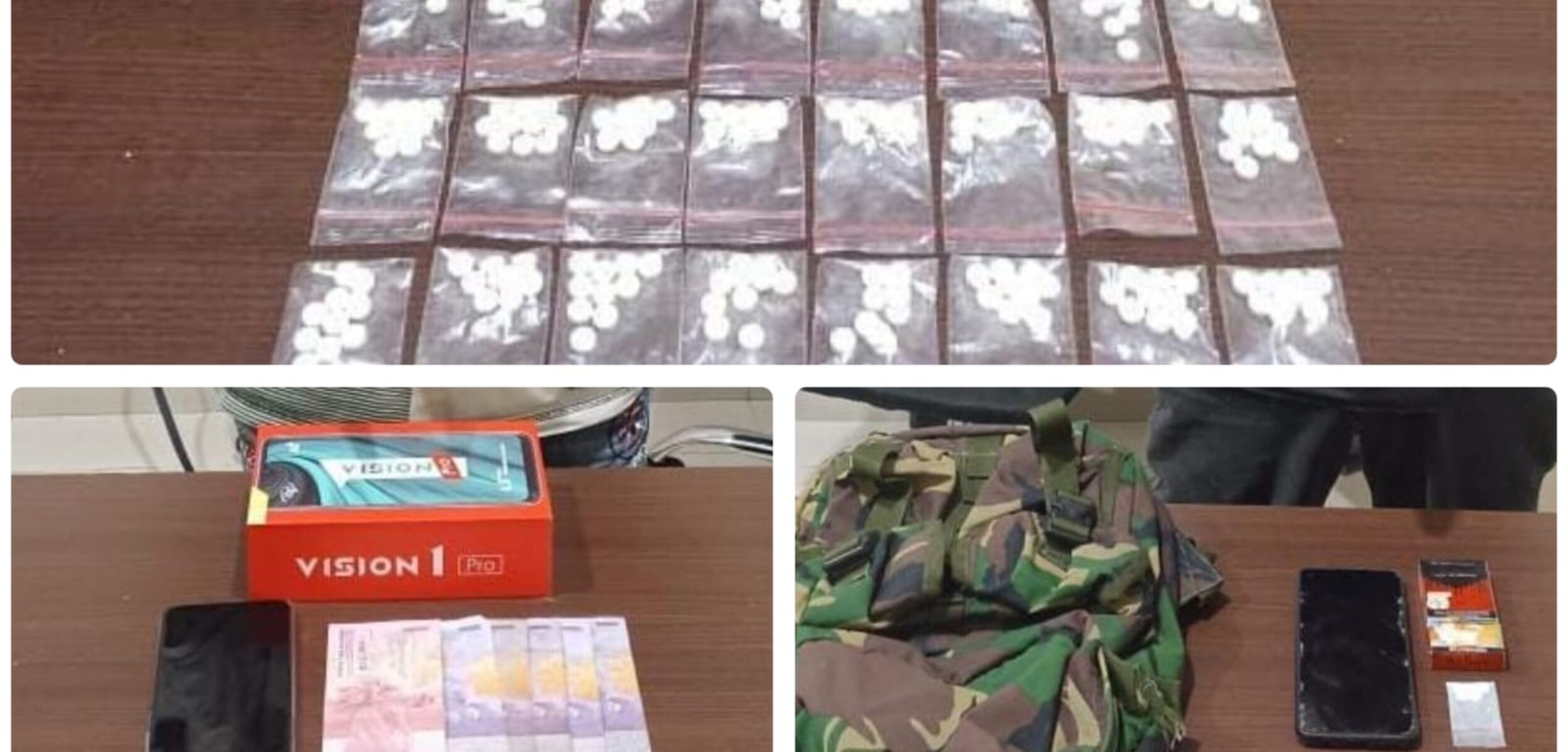 Sebanyak 405 butir pil Double L diamankan Satresnakoba Polres Mojokerto dari tiga Pemuda di Sooko, Selasa (14/2/2023)