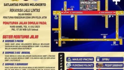 Penutupan Pendidikan Siswa SPN Polda Jatim, Berikut Rekayasa Lalu Lintas di Mojokerto