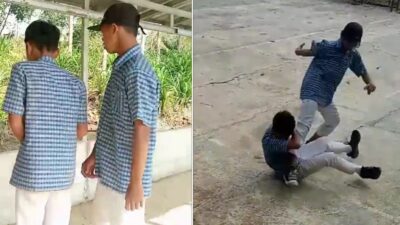 Kolase tangkapan layar penganiayaan siswa SMP di Cilacap. (Medsos) 