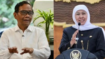 Mahfud MD dan Khofifah Indar Parawansa disebut calon kuat cawapres Ganjar Pranowo. (Kolase kabarterdepan.com) 