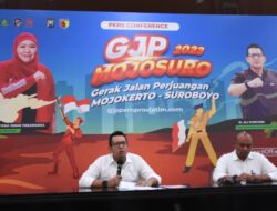 Kadispora Jawa Timur, M. Ali Kuncoro dalam. Konferensi pers gerak jalan perjuangan Mojosuro, Rabu (11/10/2023). (Dok. Diskominfo Jatim) 