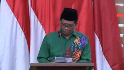 Sambutan Mahfud MD usai ditunjuk menjadi cawapres Ganjar Pranowo, Rabu (18/10/2023). (Tangkaoan layar YouTube PDI Perjuangan) 