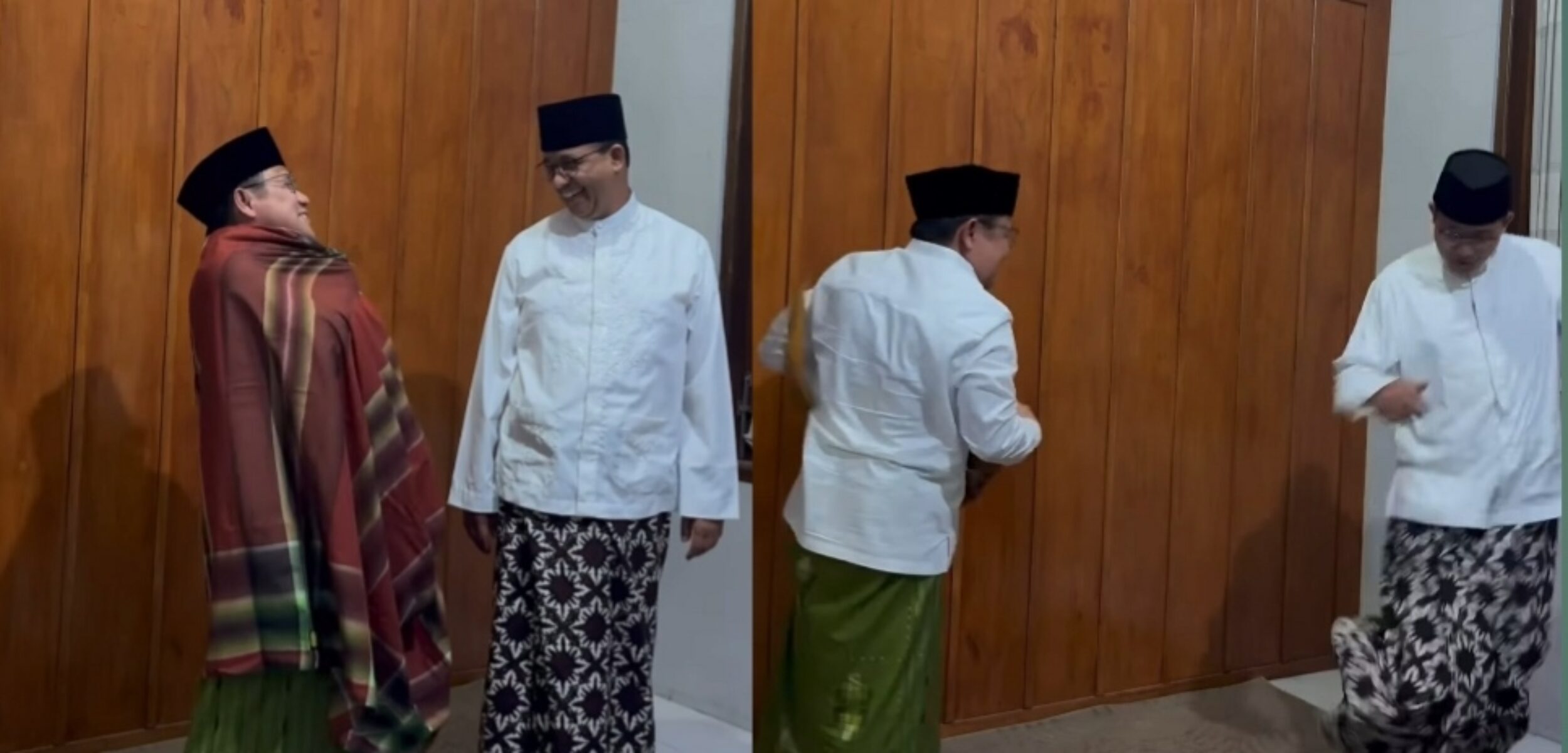 Kolase foto Cak Imin nyelepet Anies pakai sarung. (Tangkaoan layar instagram @cakiminow)