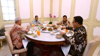 Jokowi ajak makan siang tiga Capres, Senin (30/10/2023). (Setkap.go.id) 
