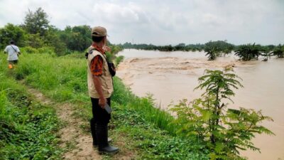 IMG 20240206 WA0095 1 Tim DPUPR Kabupaten Grobogan terus memantau Sungai Lusi Kuripan di Purwodadi, Selasa (6/2/2024). (Masrikin/kabarterdepan.com)
