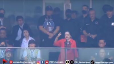 Semangat Megawati Soekarno Putri dalam kampanye akbar Ganjar-Mahfud di GBK, Sabtu (4/2/2024) 
