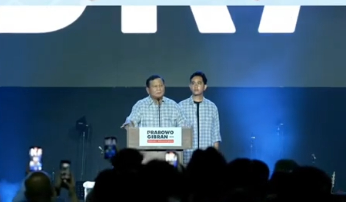Pidato Prabowo setelah unggul Pilpres 2024 versi Quick Count, Rabu (14/2/2024) malam. (Tangkapan Layar YouTube GerindraTV)