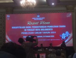 KPU Kota Mojokerto Gelar Rapat Pleno Rekapitulasi Pemilu 2024, Prabowo-Gibran Menang Telak