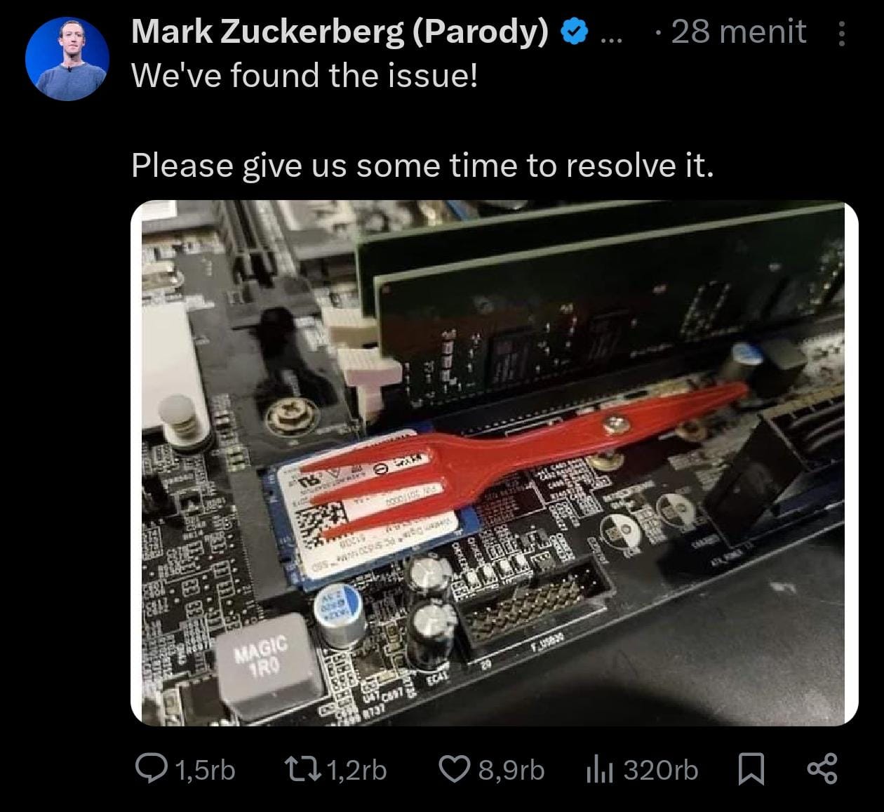 Postingan Mark Zuckerberg di akun X miliknya (Tangkapan layar) 