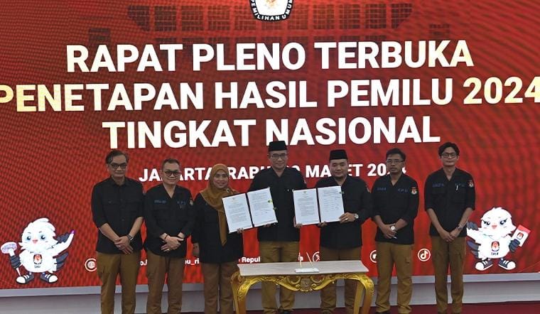 Rapat pleno terbuka penetapan hasil oemilu 2024 tingkat nasional, Rabu (20/3/2024) malam. (Fajri/kabarterdepan.com) 