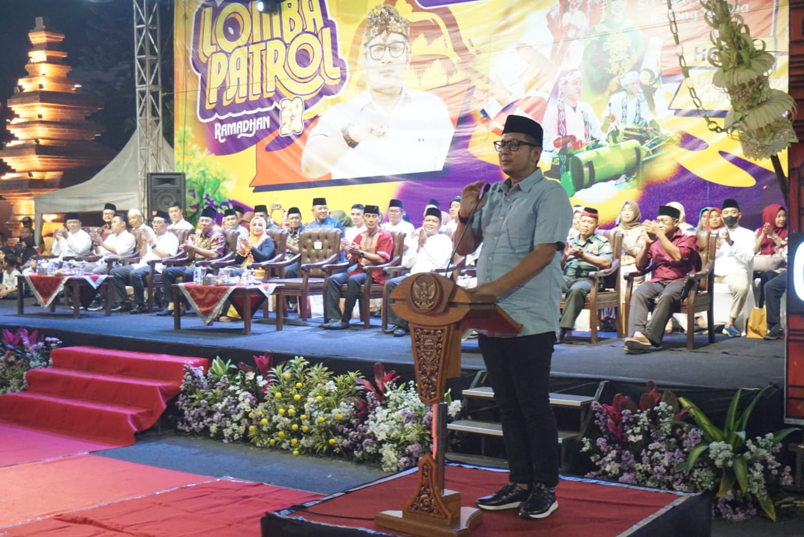 Pj Wali Kota Mojokerto Moh Ali Kuncoro saat memberikan sambutan lomba patrol Ramadan 2024, Rabu (27/3/2024) malam. (Erix/kabarterdepan.com) 