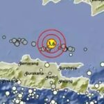 Titik gempa bumi di Tuban, Jumat (22/3/2024). (X @infoBMKG)