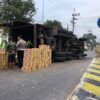 Lagi, Pembatas Jalan Depan SPN Polda Jatim Ditabrak Truk Fuso hingga Terguling