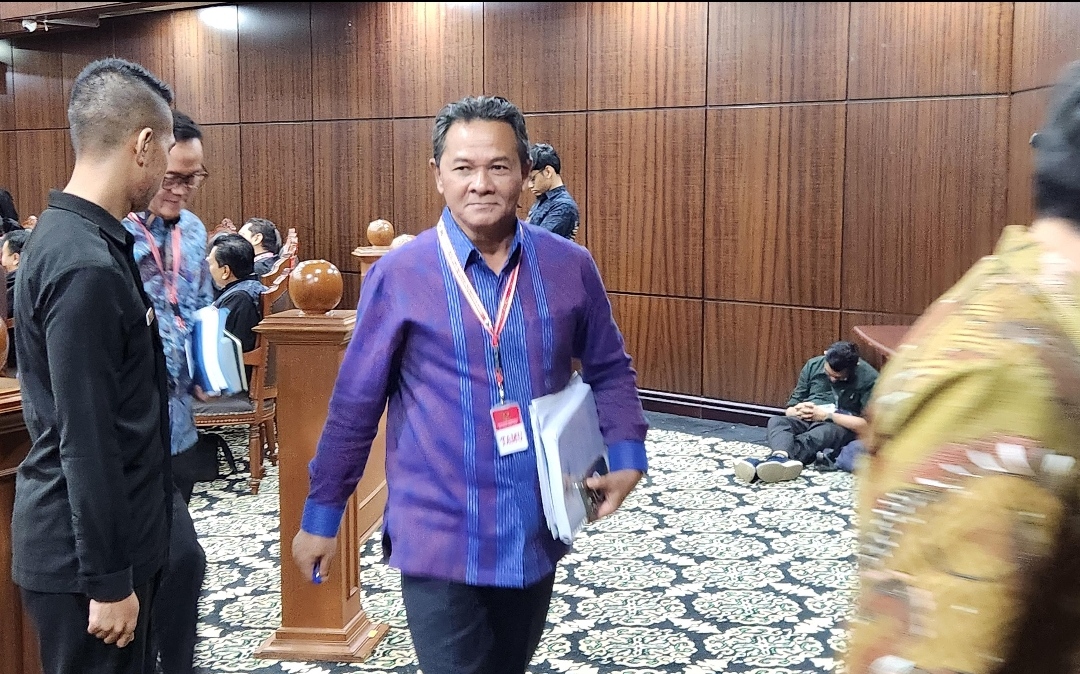 Heddy Lugito, Ketua Dewan Kehormatan Penyelenggara Pemilu (DKPP) yang hadir memberikan keterangan di Mahkamah Konstitusi, Jumat (5/4/2024). (Fajri/kabarterdepan.com) 