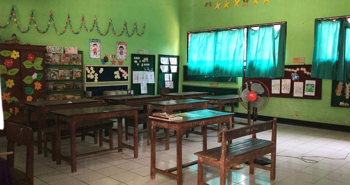 Kondisi ruang kelas SDN Kauman di Kecamatan Mojosari, Kabupaten Mojokerto yang hanya mendapatkan 5 siswa baru pelaksanaan Penerimaan Perserta Didik Baru (PPDB) tahun ajaran (2024-2025) (Andy / Kabarterdepan.com)