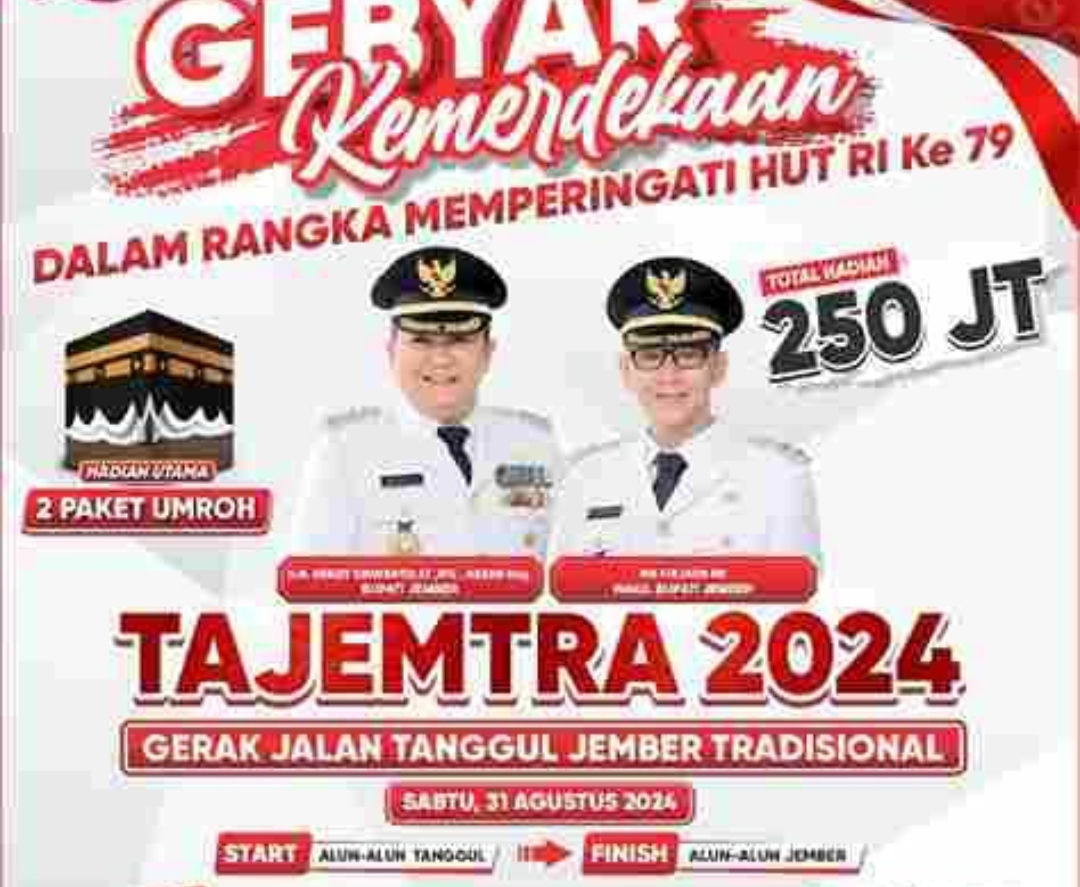 Gerak jalan Tanggul Jember Tajemtra 2024.(Dispora Jember for Kabarterdepan.com) 