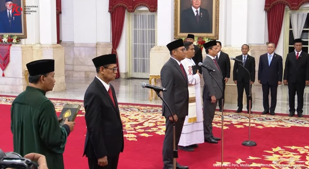 IMG 20240718 163956 1 Pelantikan 3 wakil menteri di Istana Negara Jakarta, Kamis (18/7/2024). (Tangkapan layar kanal YouTube Sekretariat Presiden)