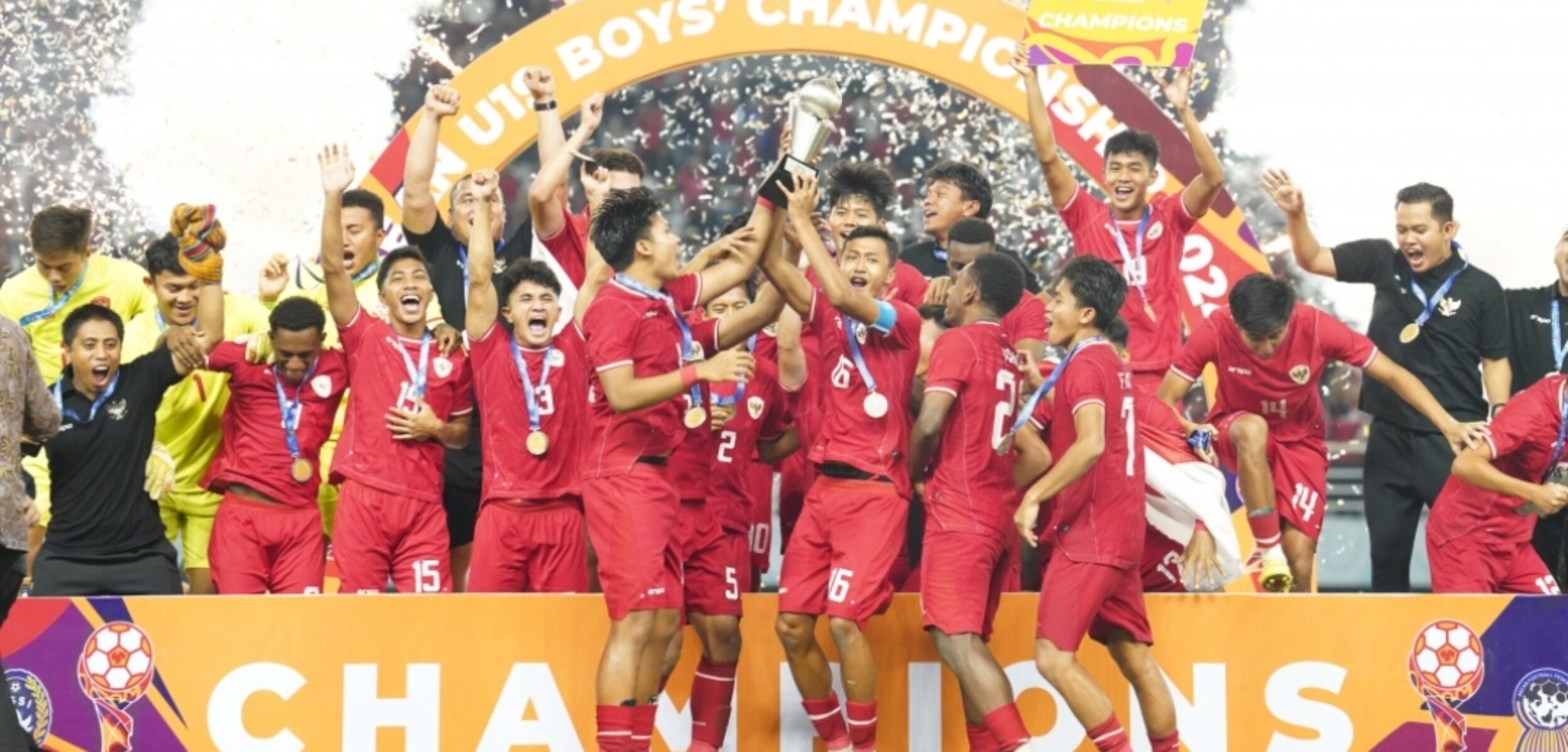 Uforia pemain timnas Indonesia U-19 usai juara piala AFF U-19, Senin (29/7/2024). (Pssi.org)
