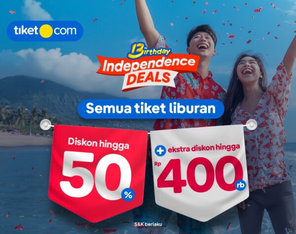 Rayakan Ulang Tahun Ke-13, tiket.com Ajak Masyarakat Bebas Berkelana dengan Semangat Kemerdekaan