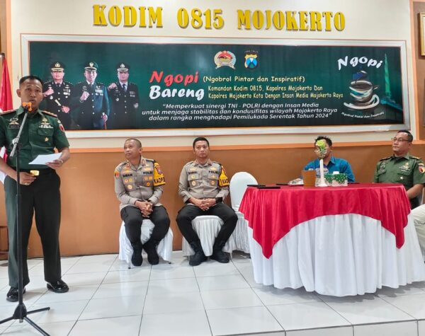 Ngopi Bareng Awak Media, Ini Pesan Dandim 0815/Mojokerto hingga Kapolres