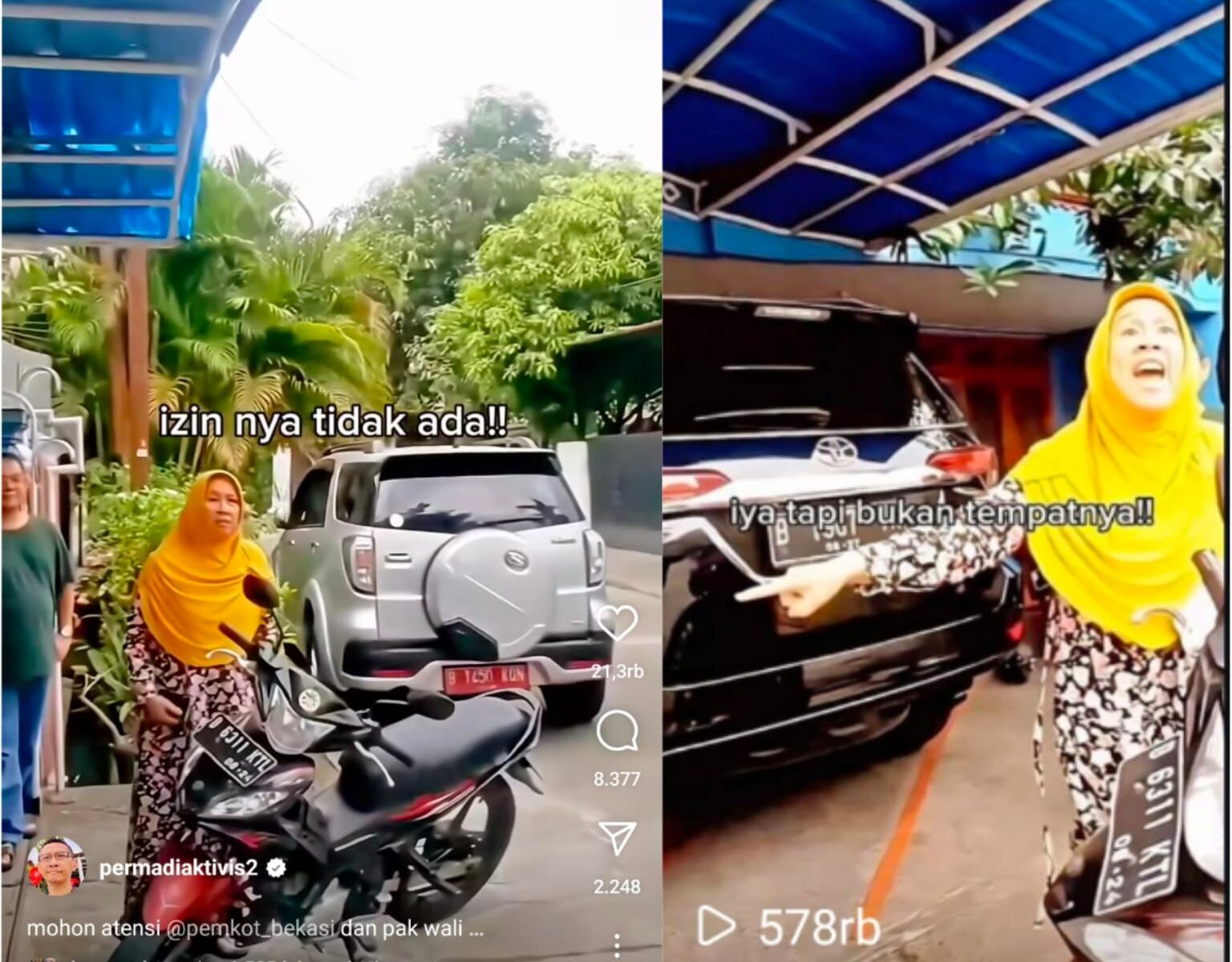 Tangkapan layar video viral terkait dugaan pelarangan ibadah yang dilakukan oleh Oknum ASN Kota Bekasi, Ir Hj Masriwati di akun instagram Abu Janda @permadiaktivis2 (Redaksi / Kabarterdepan.com)