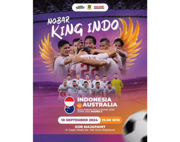 Dukung King Indo, Pj Wali Kota Mojokerto Ajak Masyarakat Nobar di GOR Seni Mojopahit