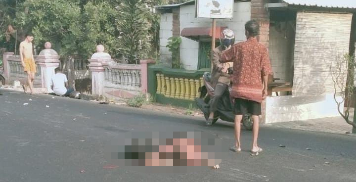 Koban tergeletak di tengah jalan raya setelah terlibat kecelakaan di Jalan Raya Dusun Tegalsari, Desa/Kecamatan Puri, Kabupaten Mojokerto, Sabtu (12/10/2024) pagi (Andy / Kabarterdepan.com)