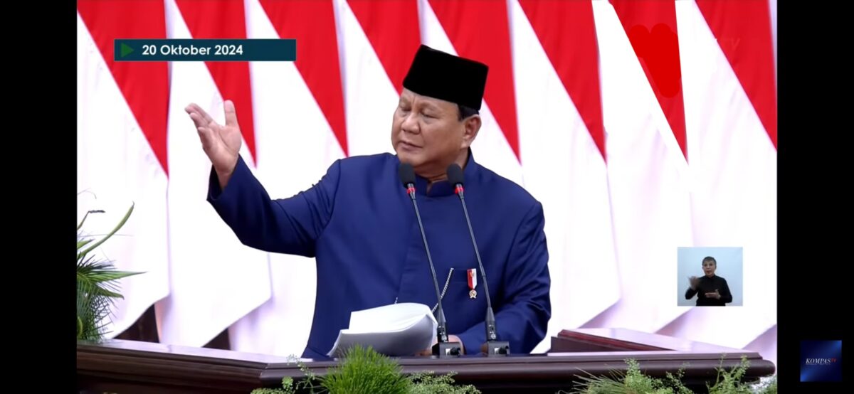 Pidato Pertama Publik Bapak Presiden Prabowo di Jakarta, Minggu (20/10/2024) (redaksi / Kabarterdepan.com)