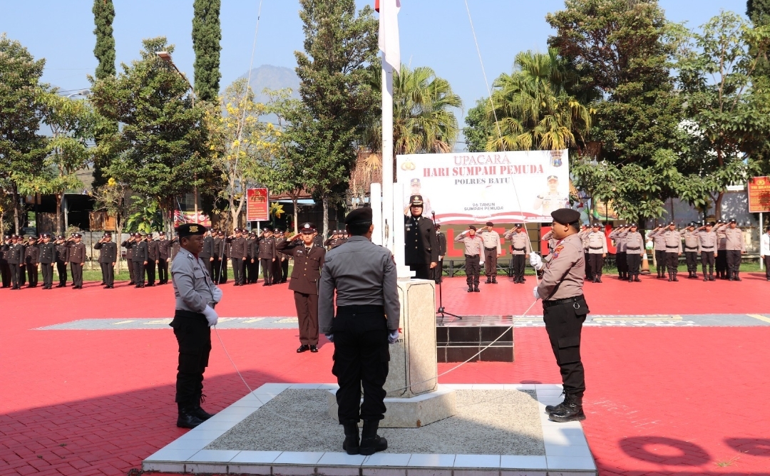 Upacara Sumpah Pemuda, Polres Batu Gaungkan Kolaborasi Kembangkan Potensi Generasi Muda