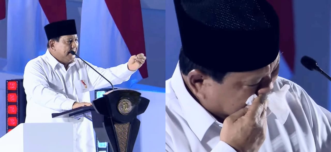 Momen Presiden Republik Indonesia, Prabowo Subianto saat meresmikan kenaikan gaji guru, hingga tak kuasa menahan air mata. ( Redaksi / Kabarterdepan.com )