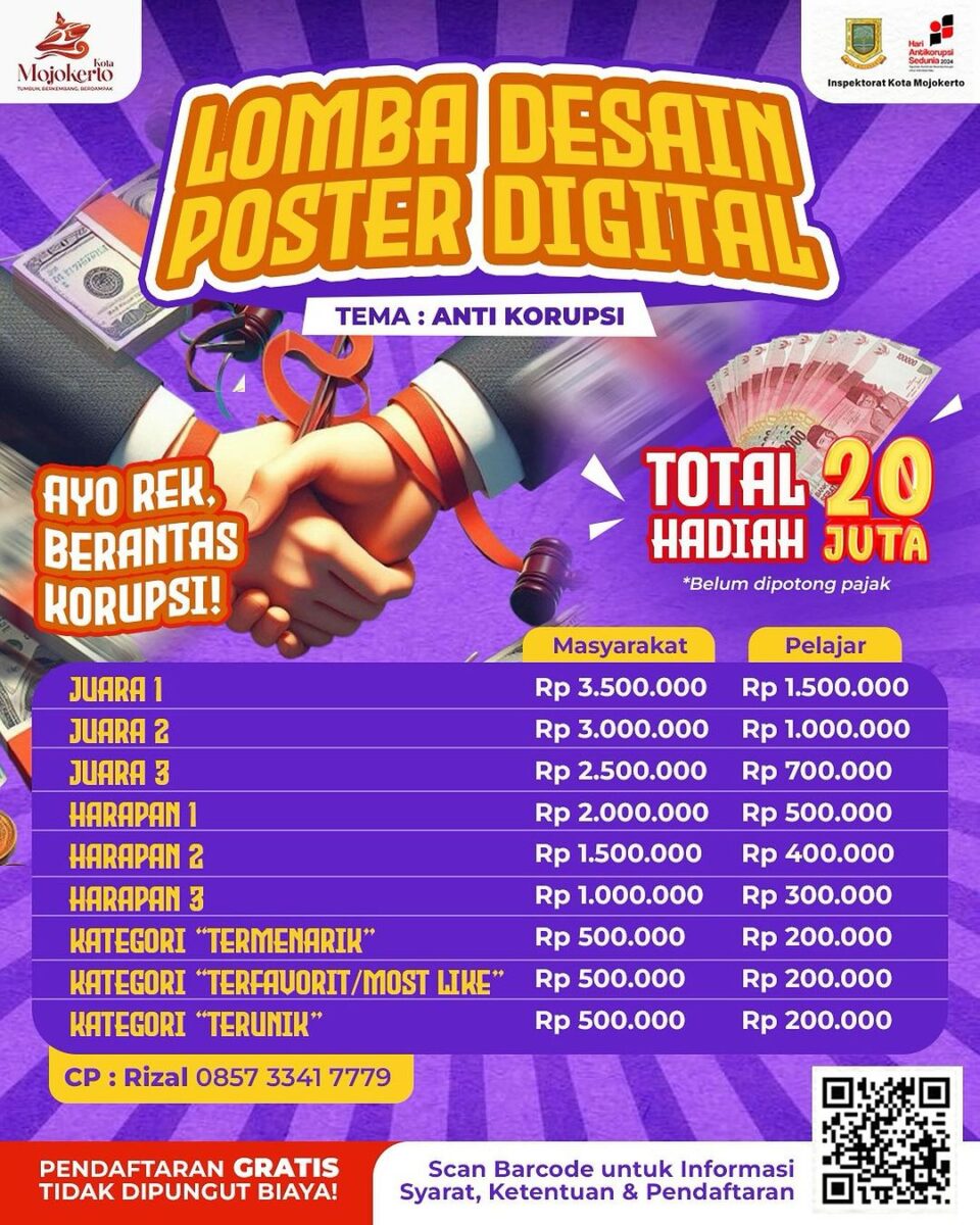 Poster lomba desain digital Kota Mojokerto. (@humaskotamojokerto / Kabarterdepan.com)
