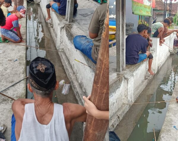 Memancing di Selokan Jadi Tradisi Warga Dusun Modopuro Sambut Tahun Baru