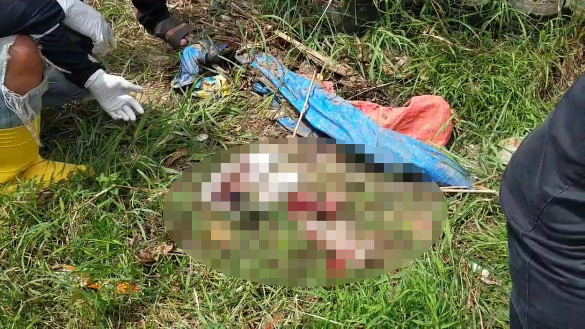 Kondisi gumpalan darah berada didalam kantong yang ada di tempat sampah, Dusun Sampang, Desa Sampangagung, Kecamatan Kutorejo, Kabupaten Mojokerto, Senin (30/12/2024) pagi (Redaksi / Kabarterdepan.com) 