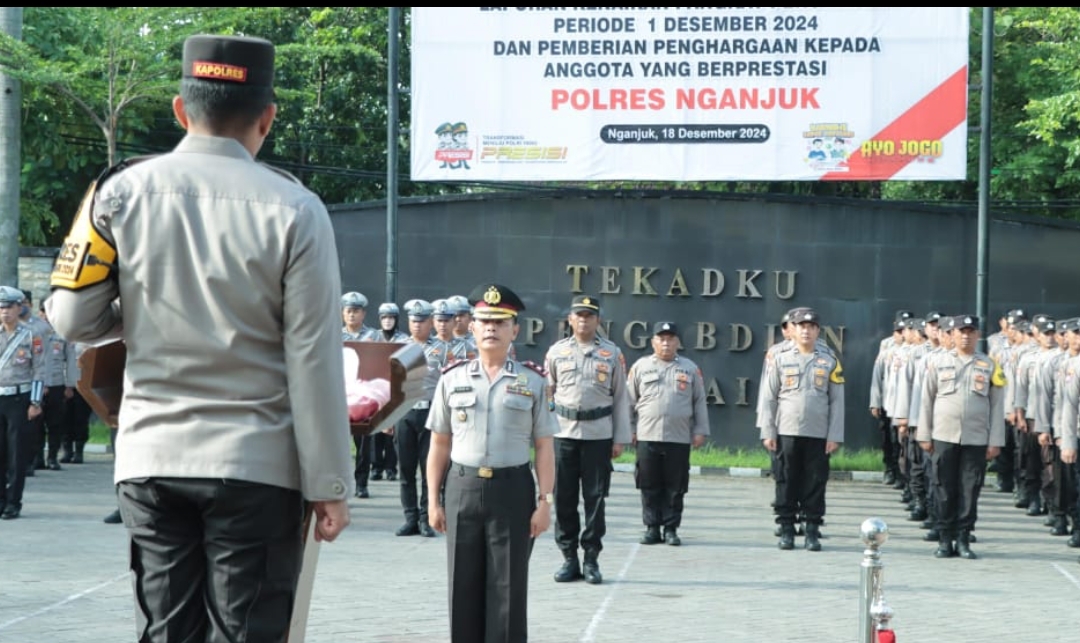 Gelar Kenaikan Pangkat dan Penghargaan Anggota Berprestasi, Begini Pesan Kapolres Nganjuk