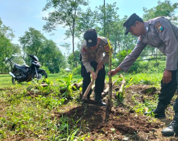 Polsek Loceret Bersama Perkawis Gelar Penanaman Pohon, Dukung Ketahanan Pangan