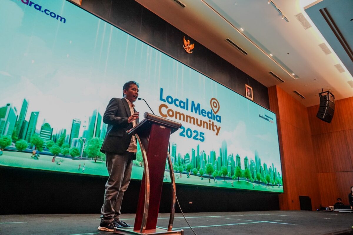 CEO Suara.com, Suwarjono menyampaikan sambutan dalam Local Media Summit 2025 (Redaksi / Kabarterdepan.com) 