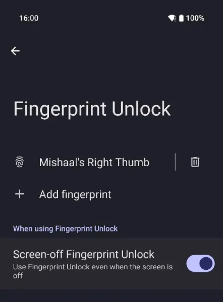 Google Pixel Screen Off fingerprint unlock