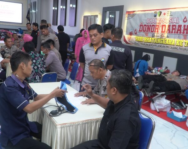 Sambut Hari Bhayangkara Ke-79, Polres Pasuruan Helat Donor Darah