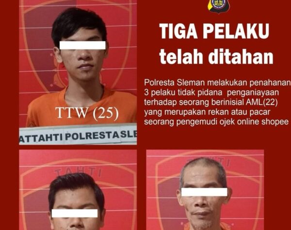 Polresta Sleman Resmi Tahan Tiga Pelaku Penganiayaan Pacar Driver Shopee Food