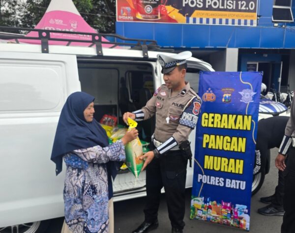 Polres Batu Gelar Gerakan Pangan Murah, Sediakan Beras 6 Ton Bagi Masyarakat
