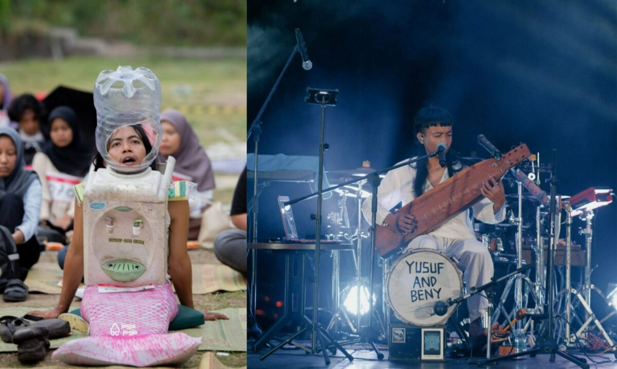 Kolase potret Yusuf and Beny, musisi asal Surakarta yang mengikuti Lomba Melamun yang digelar di Kota Gede, Yogyakarta. (Istimewa)