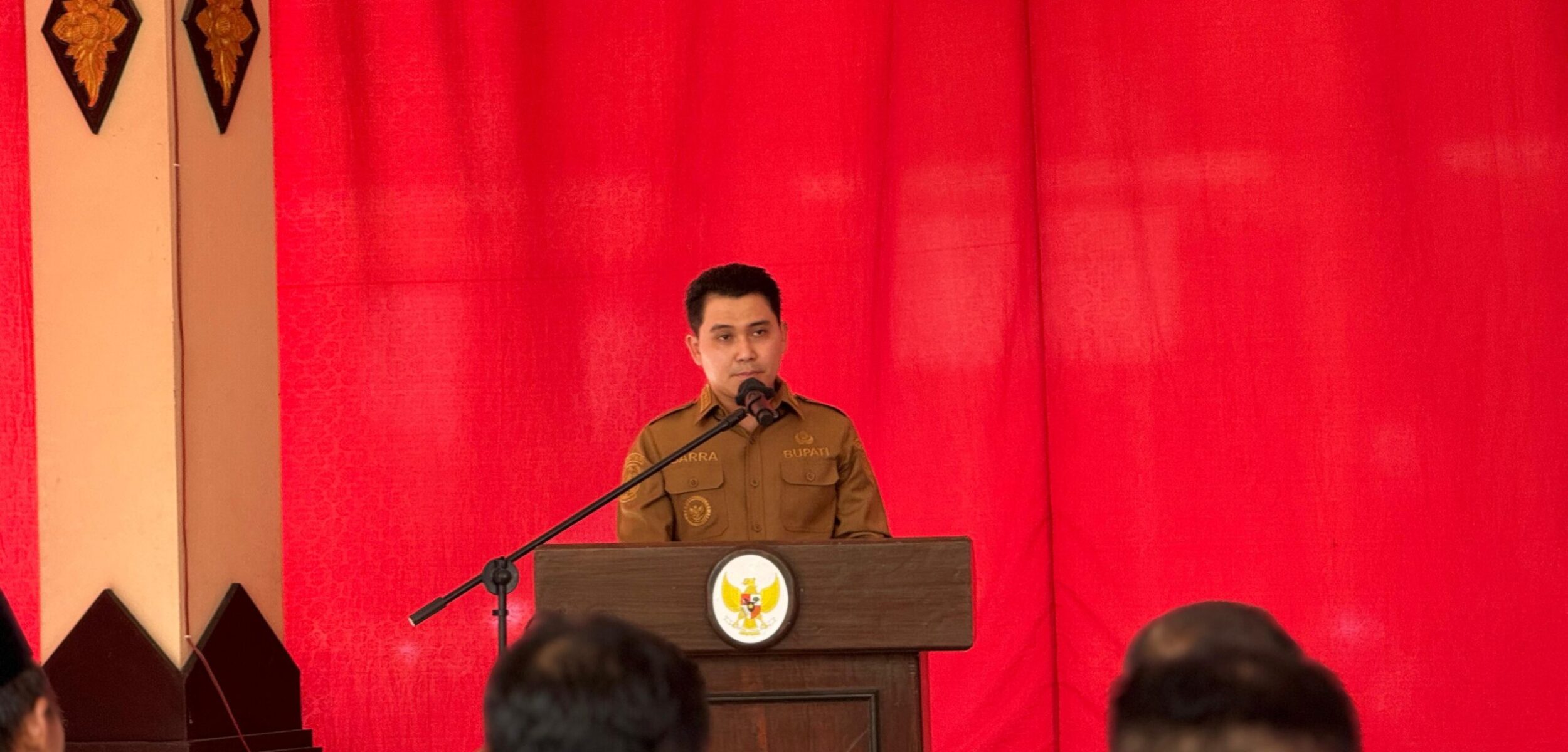 Bupati Mojokerto Muhammad Al Barra menyampikan bahwa Kabupaten Mojokerto masuk nominasi Penghargaan Nama Rupabumi Jawa Timur 2025. (Kominfo Kab Mojokerto)