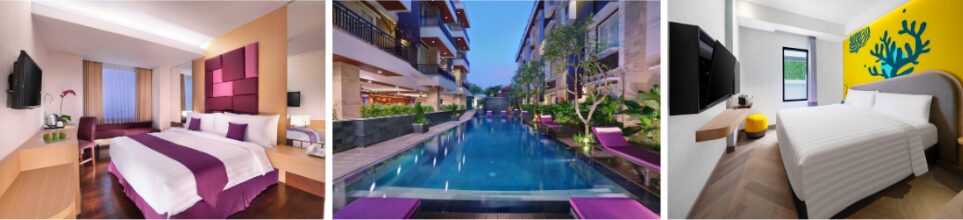 Kiri ke Kanan: Quest Hotel Darmo-Surabaya, Quest Hotel San Denpasar, Quest Vibe Dewi Sri-Bali