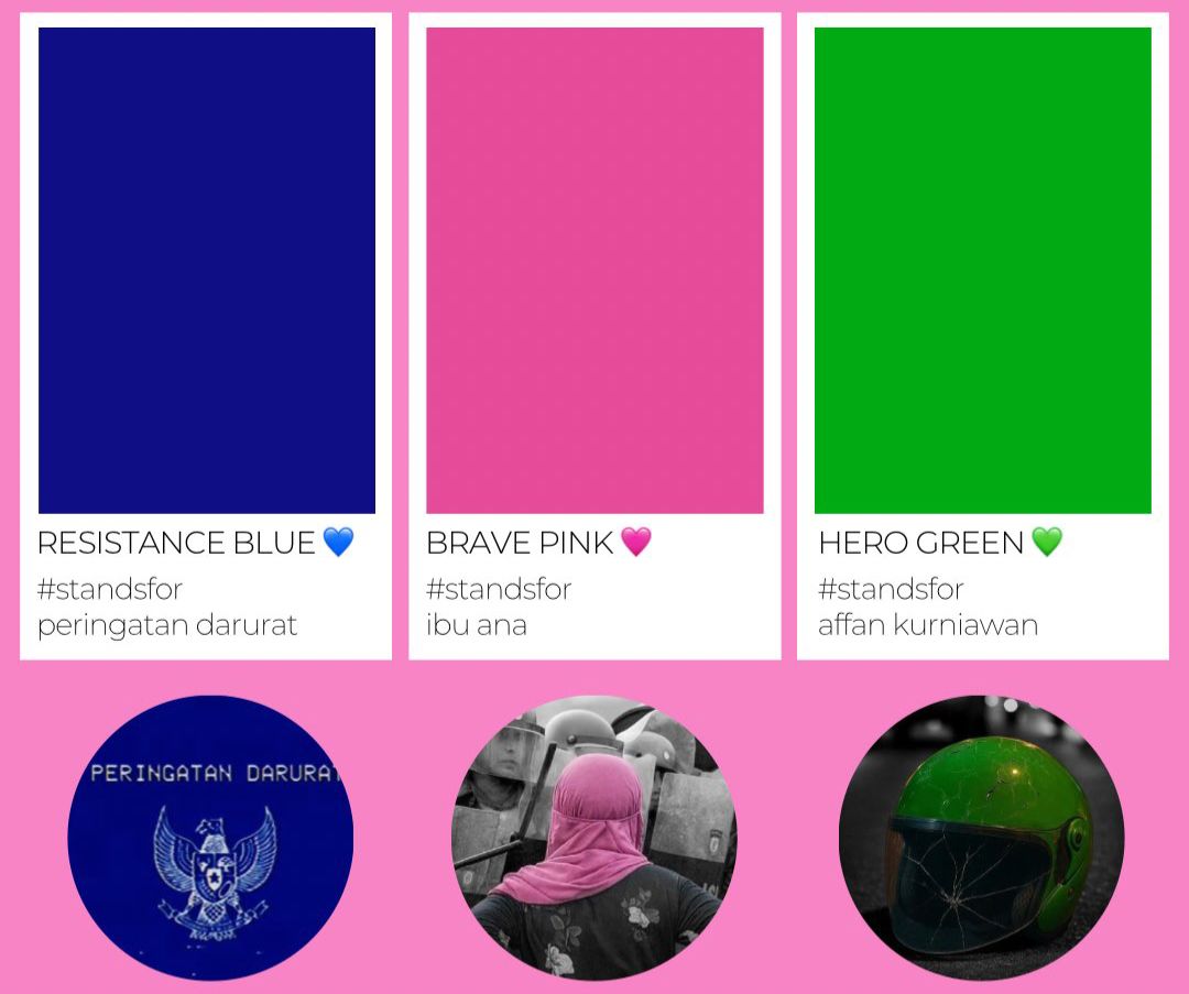 Resistance Blue, Brave Pink, dan Hero Green (X/lachordablue)