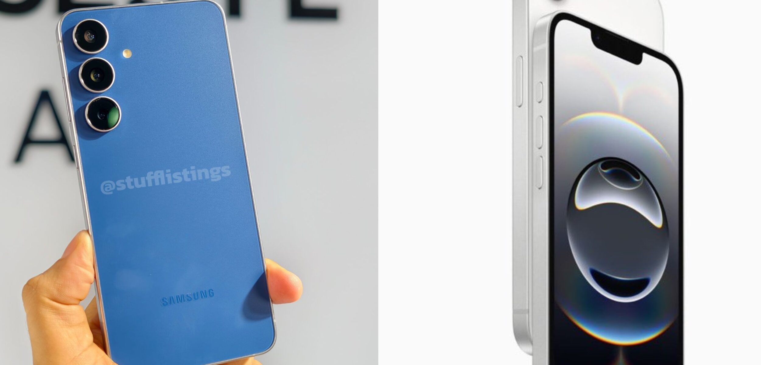 Kolase Samsung Galaxy S25 FE dan iPhone 16e. (X)