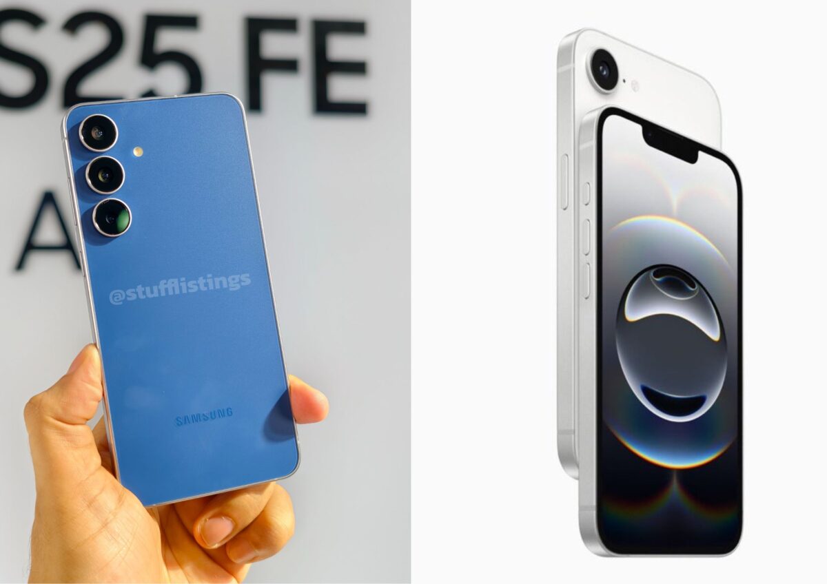 Kolase Samsung Galaxy S25 FE dan iPhone 16e. (X)