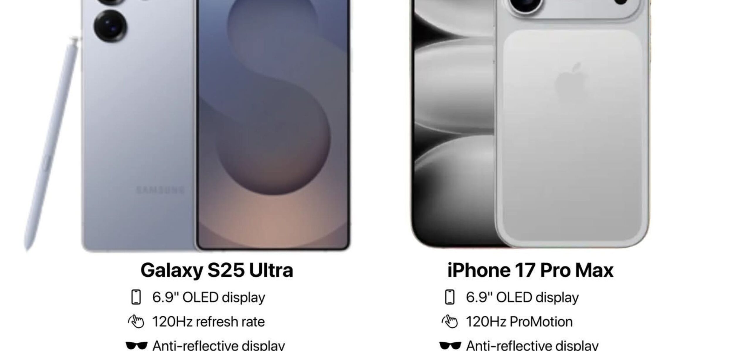 Ilustrasi iPhone 17 Pro Max vs Samsung Galaxy S25 Ultra. (X)