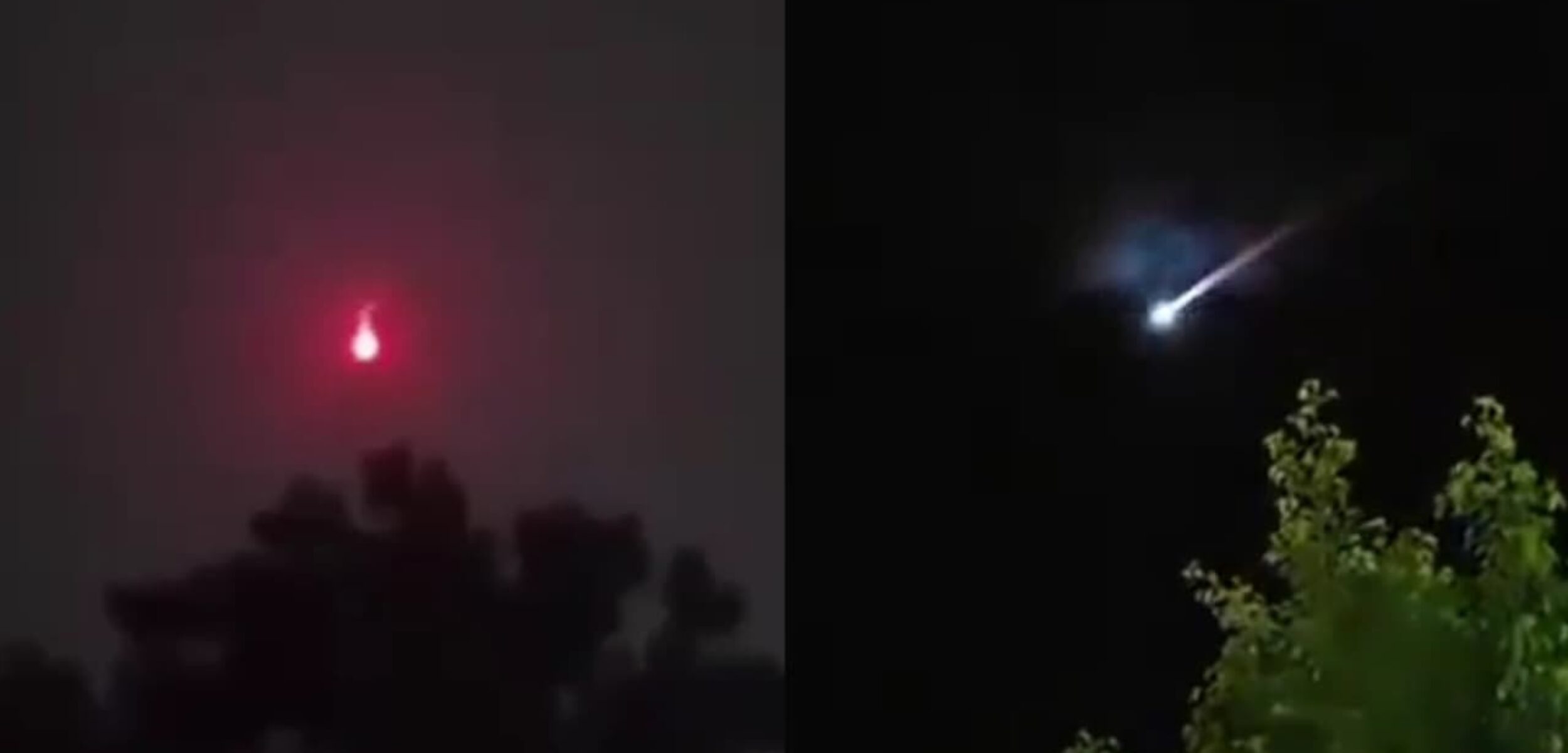 Potret bola api diduga meteor jatuh yang terekam kamera warga melintas di langit Cirebon. (X @groobaag)