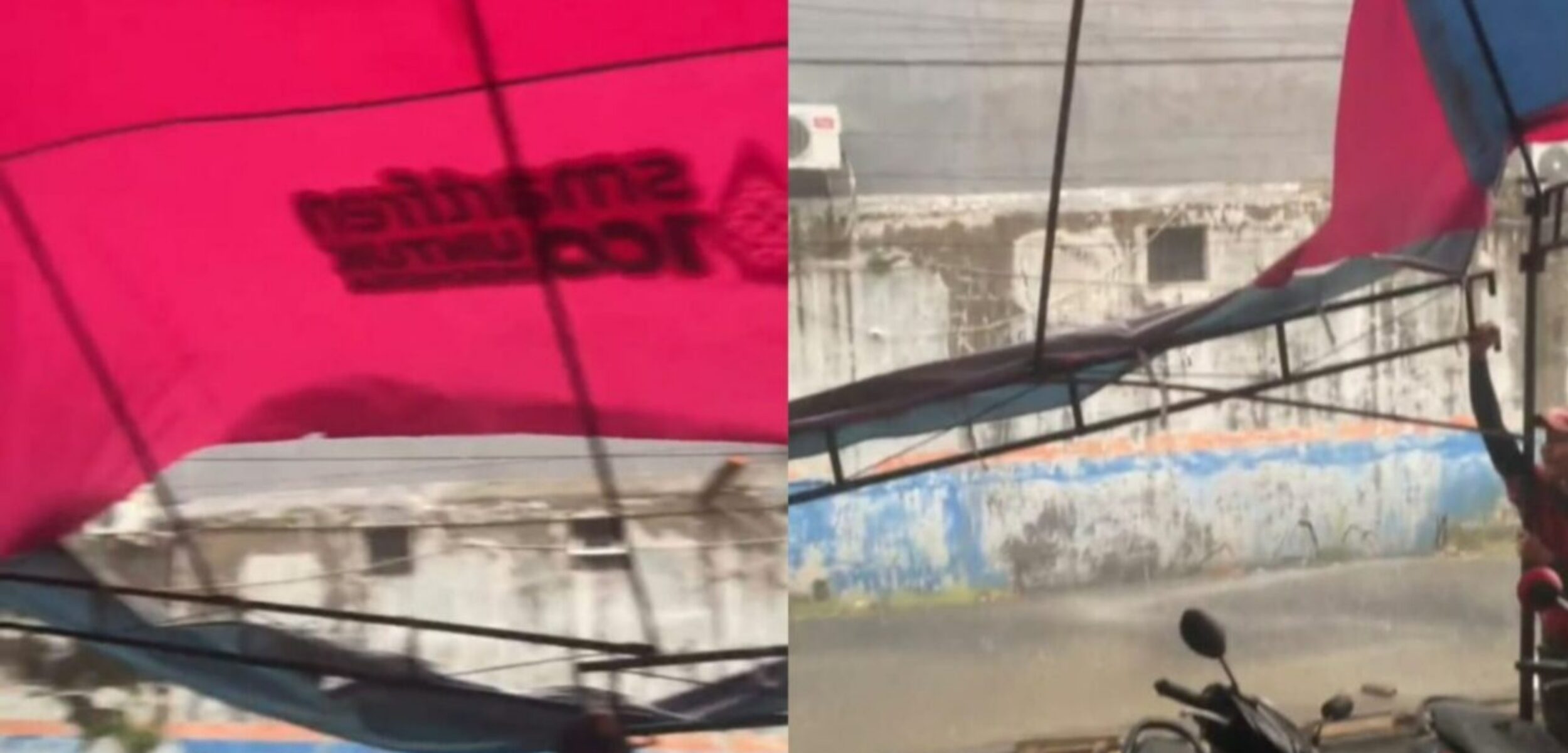 Tenda parkir di area depan kantor Kabarterdepan.com nyaris terbang terbawa angin kencang. (Redaksi)