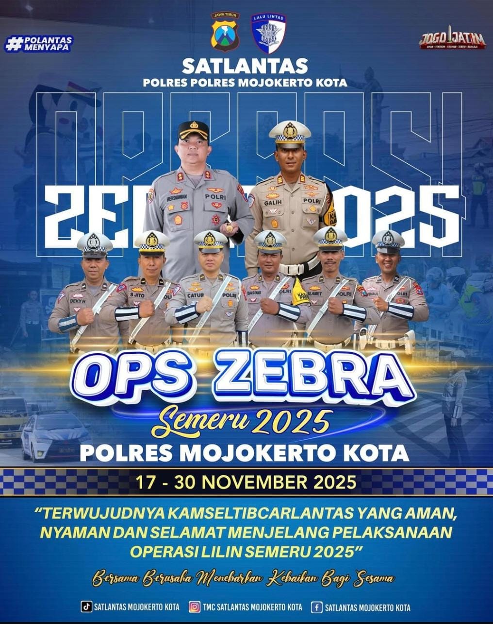 Operasi Zebra Semeru 2025 Polres Mojokerto Kota. (Instagram @tmc_satlantasmojokertokota)